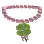 pink beaded clover necklace w/ bow