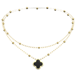 Clover Pendant Necklace Gold Black