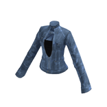 Collared Blouse with Chest Cutout (Blue)