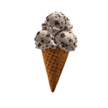 Cookies-and-cream triple scoop cone