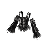 Coquette Corset Top w/ Sleeves (Black N White)