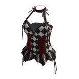 Coquette Diamond Corset Top (Black N Red)