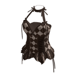 Coquette Diamond Corset Top (Brown N Cream)