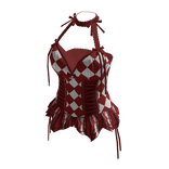 Coquette Diamond Corset Top (Red N White)