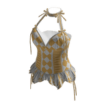 Coquette Diamond Corset Top (Yellow N White)