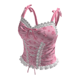 Coquette Floral Lace Up Dress (Pink)