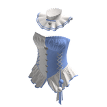 Coquette Heart Lace Up Corset Top (Blue N White)