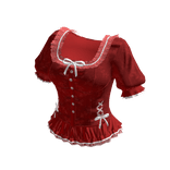Coquette Lace Trim Button Dress (Red)