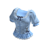 Coquette Lace Trim Peplum Top (Light Blue)