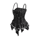 Coquette Plaid Corset Dress w/ Bows (Gray)
