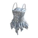 Coquette Plaid Corset Dress w/ Bows (Light Blue)