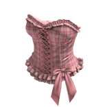 Coquette Plaid Lace Up Corset Top (Pink)