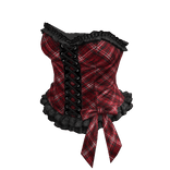 Coquette Plaid Lace Up Corset Top (Red)
