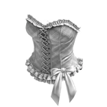 Coquette Plaid Lace Up Corset Top w/ Bow (Gray)
