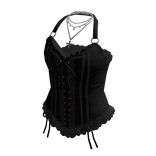 Corset Top with Bow and Lace Trim (Black)