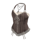 Corset Top with Bow and Lace Trim (Brown)