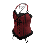 Corset Top with Bow and Lace Trim (Burgundy)