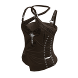 Corset Top with Crossed Straps (Brown)