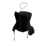 Corset Top with Side Ruffles (Black)