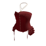 Corset Top with Side Ruffles (Burgundy)