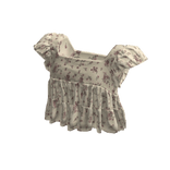💜 Cottagecore Floral Square Neck Crop Top_Beige