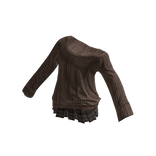 💜 Cozy Off-Shoulder Knit Sweater_Brown