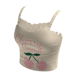 Cream Cherry Crop Top Shirt