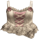 Cream Pink Rose Corset Top