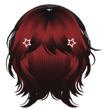 Crimson Short Wolf Cut Hair with Headphones