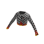 Crop Top Black White Fire Y2k