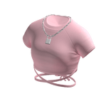 Crop Top in Pink w/ Silver Lock Necklace