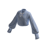 Cropped Bow-Neck Blouse (Light Blue)