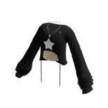 Cropped Jacket with Wide Sleeves (Black)