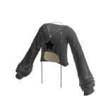 Cropped Jacket with Wide Sleeves (Grey)