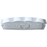 cropped leather belt ruffled top in blue