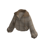 Cropped Puffer Jacket w/ Fur Collar (Brown)