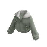 Cropped Puffer Jacket w/ Fur Collar (Green)