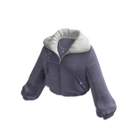 Cropped Puffer Jacket w/ Fur Collar (Grey)