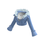 Cropped Sweater with Fluffy Collar (Light Blue)