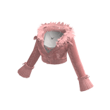Cropped Sweater with Fluffy Collar (Pink)