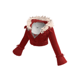 Cropped Sweater with Fluffy Collar (Red)