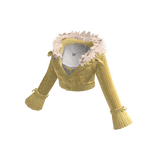 Cropped Sweater with Fluffy Collar (Yellow)