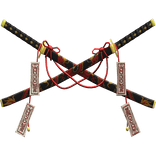 Crossed Omamori Dragon Samurai Katana Set in Black