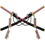 Crossed Omamori Sakura Samurai Katana Set Black