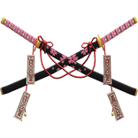 Crossed Omamori Sakura Samurai Katana Set Pink