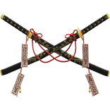 Crossed Omamori Samurai Katana Set in Black x Gold