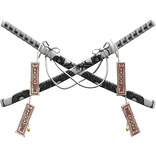 Crossed Omamori Samurai Katana Set White and Black