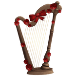 Cupid's big harp with roses - red