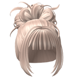 Curly Messy Bun w Bangs Platinum Blonde