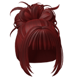 Curly Messy Bun w Bangs Red